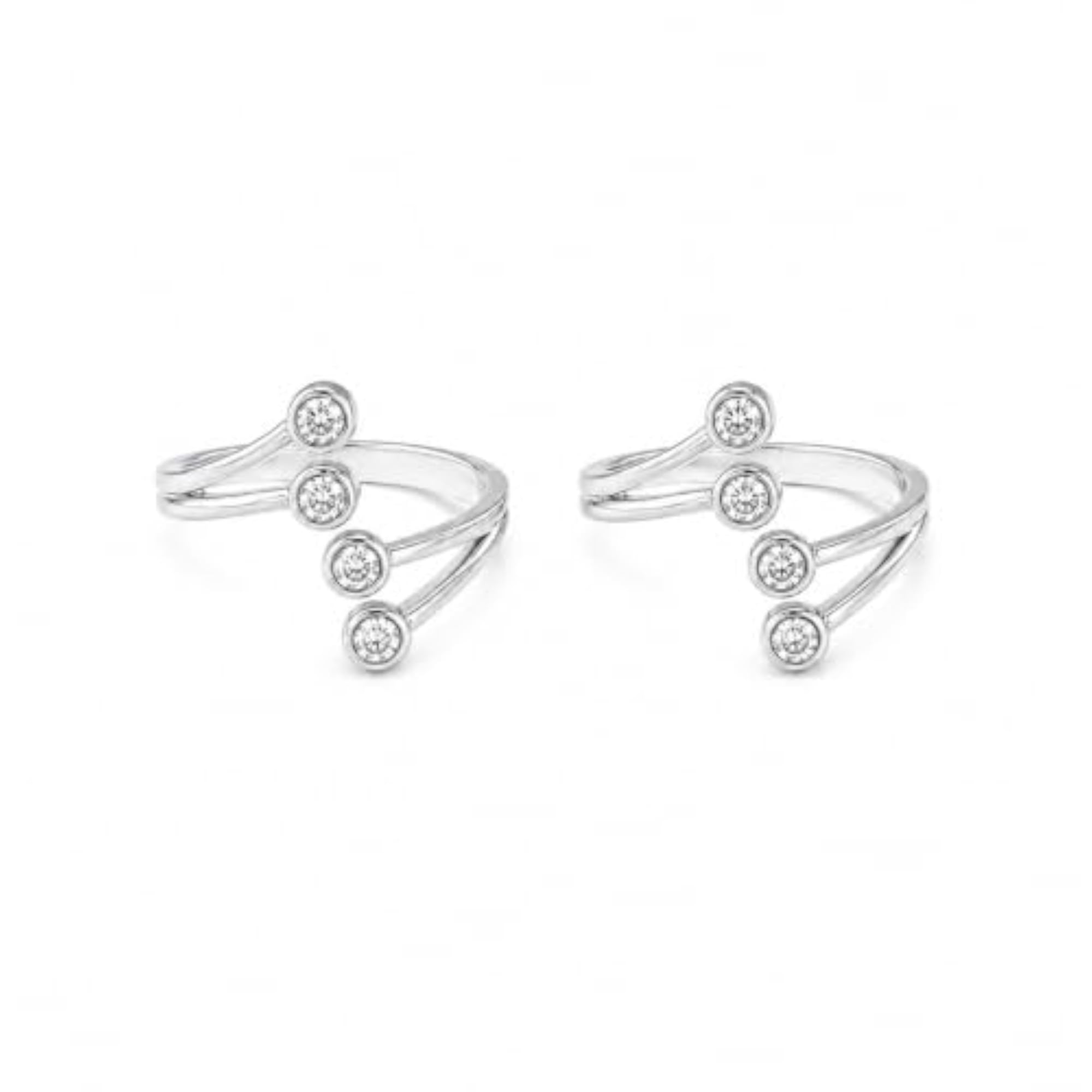 Women's 925 Sterling Silver Four Stone Adjustable Toe Ring